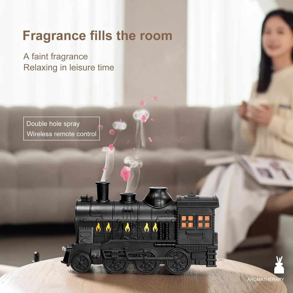 Essential Oil Diffuser Train Humidifier 300Ml Two Mist Modes Aromatherapy Diffuser Two-Color Lighting Humidification for Home