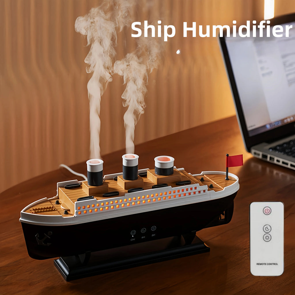 Titanic Ship Model Air Humidifier Remote Control Home 250Ml Essential Oil Jellyfish Smoke Ring Spray Aroma Diffuser Humidifiers