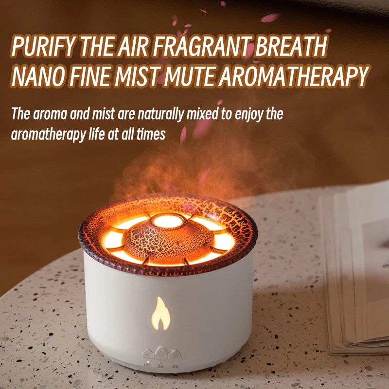 Volcano Flame Aroma Diffuser Jellyfish Smoke Ring Air Humidifier 360Ml Aromatherapy Essential Oil Diffuser Cool Gift