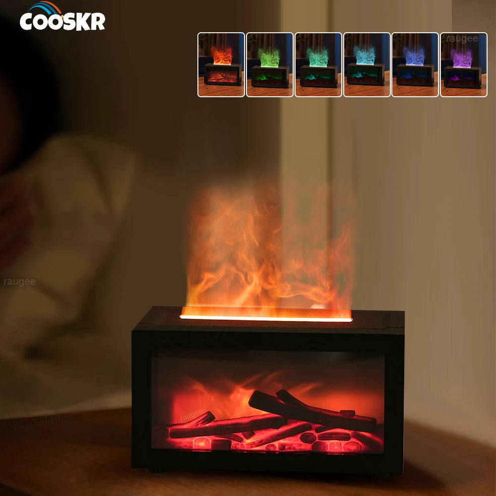 Humidificador de Aromas con Efecto Llama 🔥 | Difusor LED y Aceites Esenciales