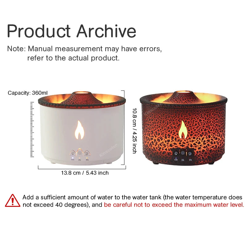 Volcano Flame Aroma Diffuser Jellyfish Smoke Ring Air Humidifier 360Ml Aromatherapy Essential Oil Diffuser Cool Gift