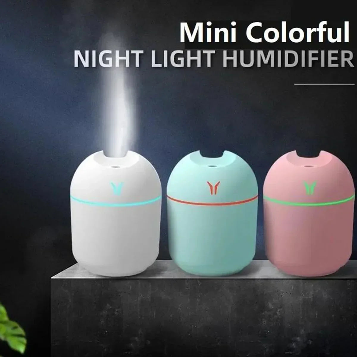 1Pc Compact USB Aroma Diffuser & Humidifier Withled Night Light - Pink & Mint Green, Essential Oil Atomizer for Homeand Car Use