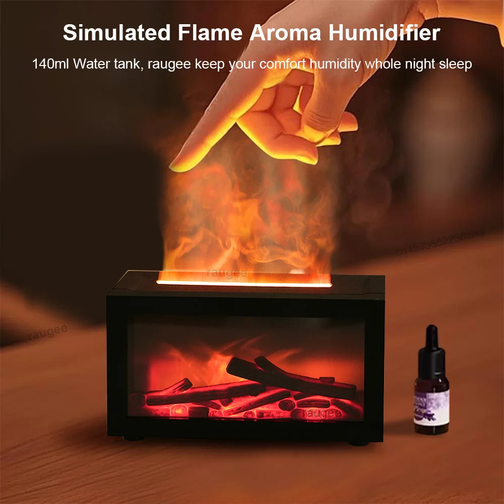 Humidificador de Aromas con Efecto Llama 🔥 | Difusor LED y Aceites Esenciales